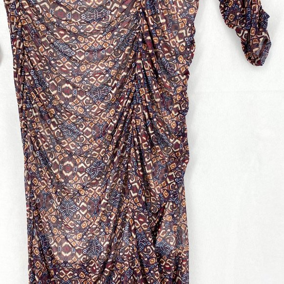 NY Collection Dress Plus Size Women Purple Paisley Gathered Double Slits - Picture 8 of 8